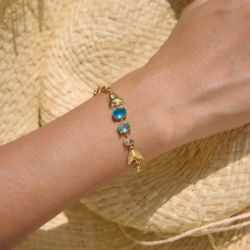 Maris Non-Tarnish Marine Blue Crystal Charm Bracelet