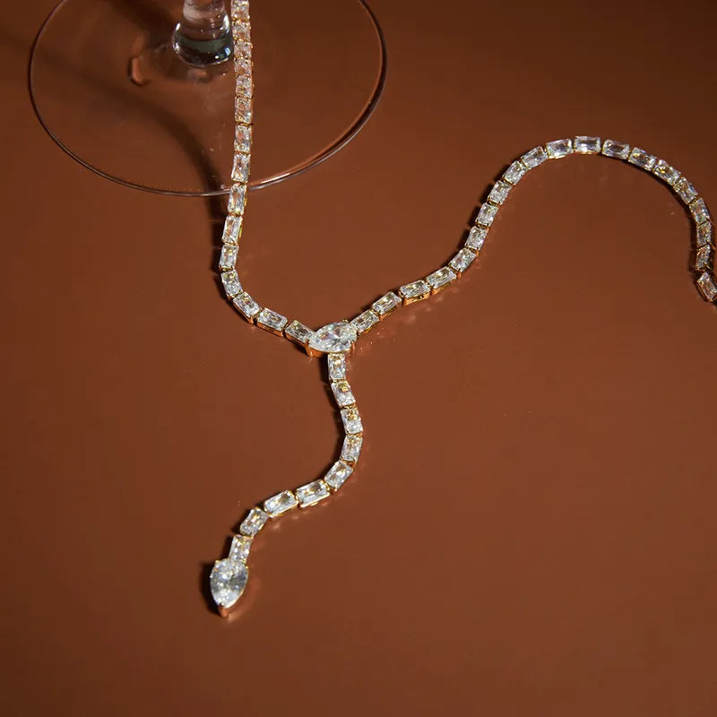 The Ice-Carat PVD Gold Zircon Tennis Drop Lariat