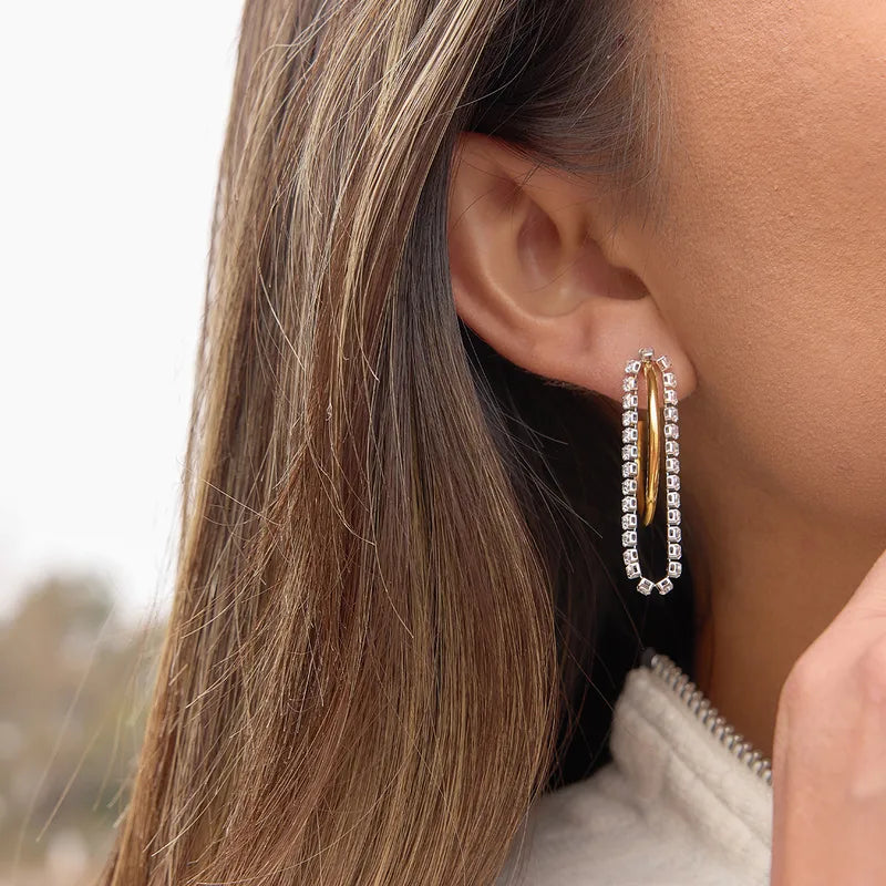 The Iris Waterproof 18K Gold Two-Tone Interlocking Hoop Drops