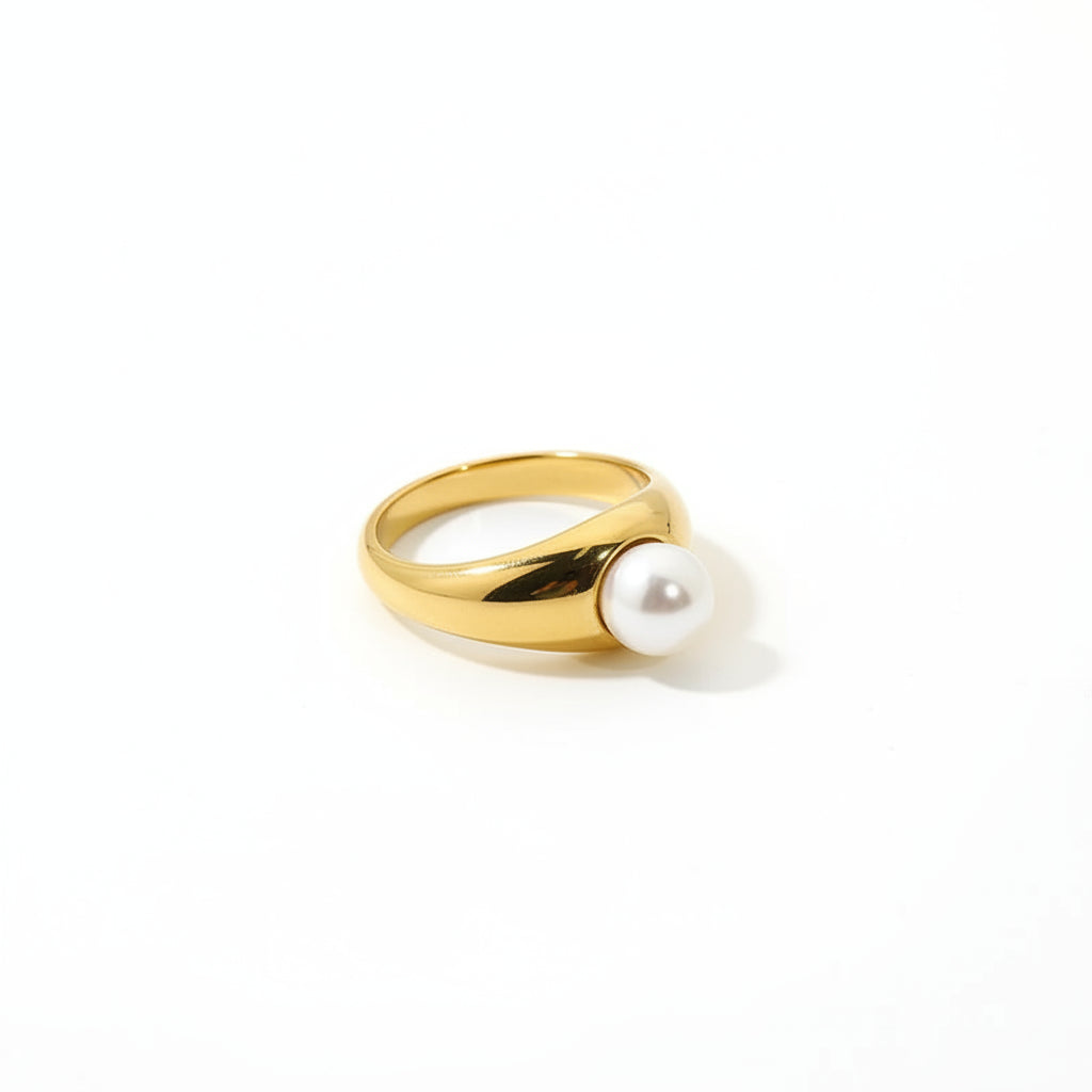 Tarnish-Free Stainless Steel Textured Wide Band Teardrop Ring