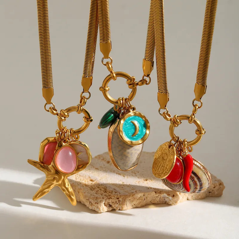 304 Stainless Steel Mediterranean Multi-Charm Snake Chain