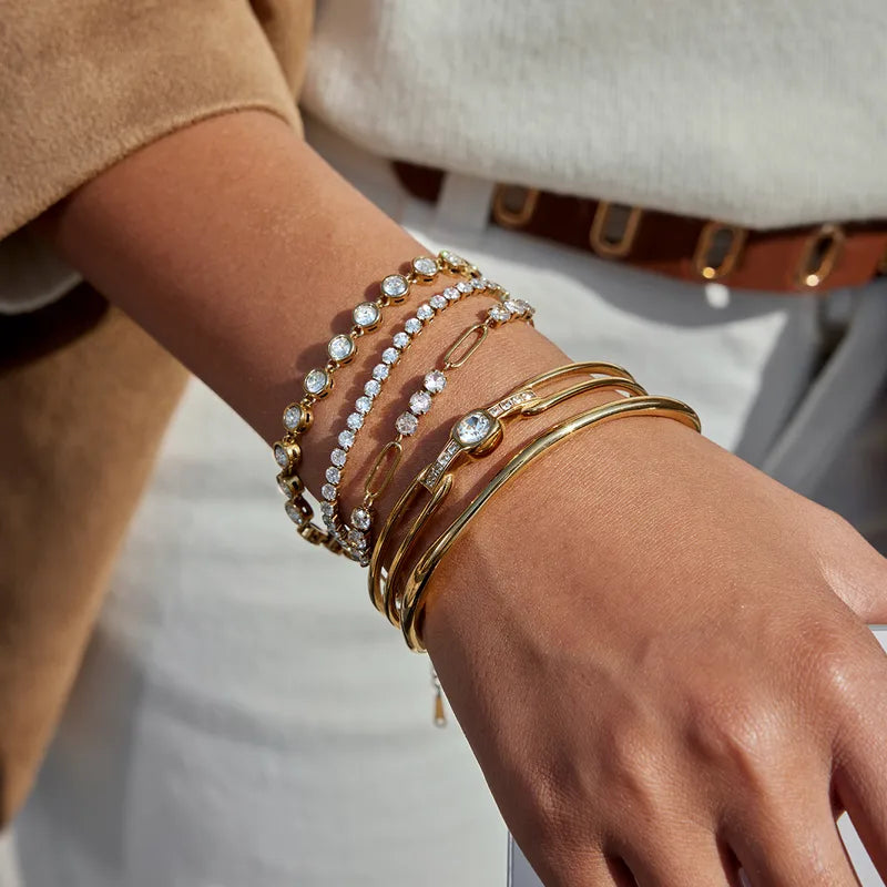 The Iris Minimalist Floating Crystal PVD Coated Chain
