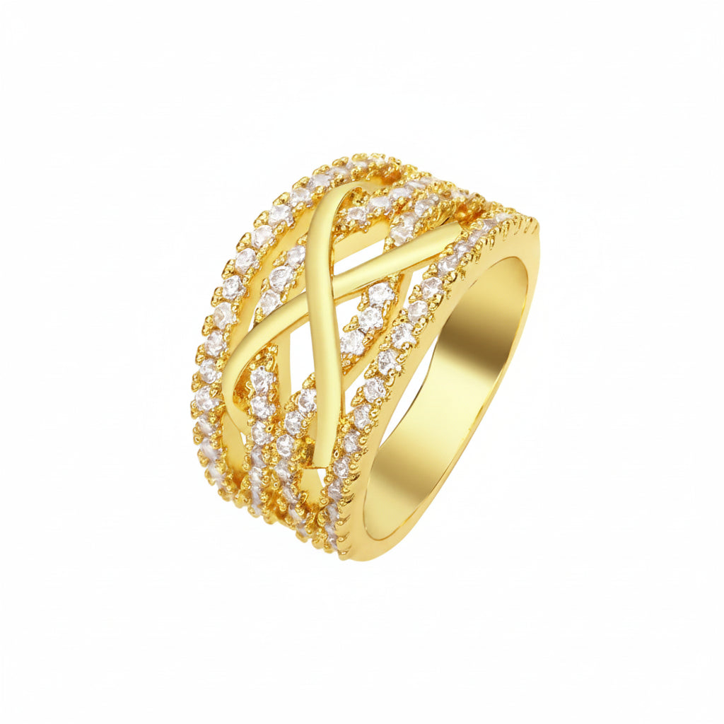The Ritz Tiered Lattice Micro-Pavé Cocktail Band