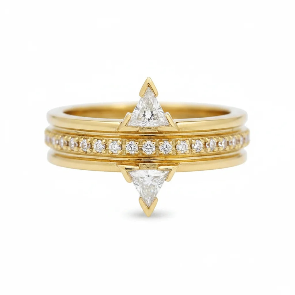 The Parisienne Geometric Trillion Solitaire Ring