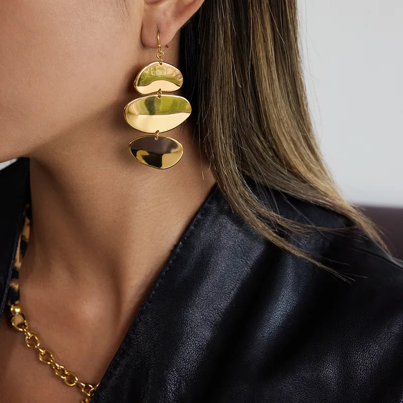 The Isla 18K Gold Plated Waterproof Irregular Tiered Discs
