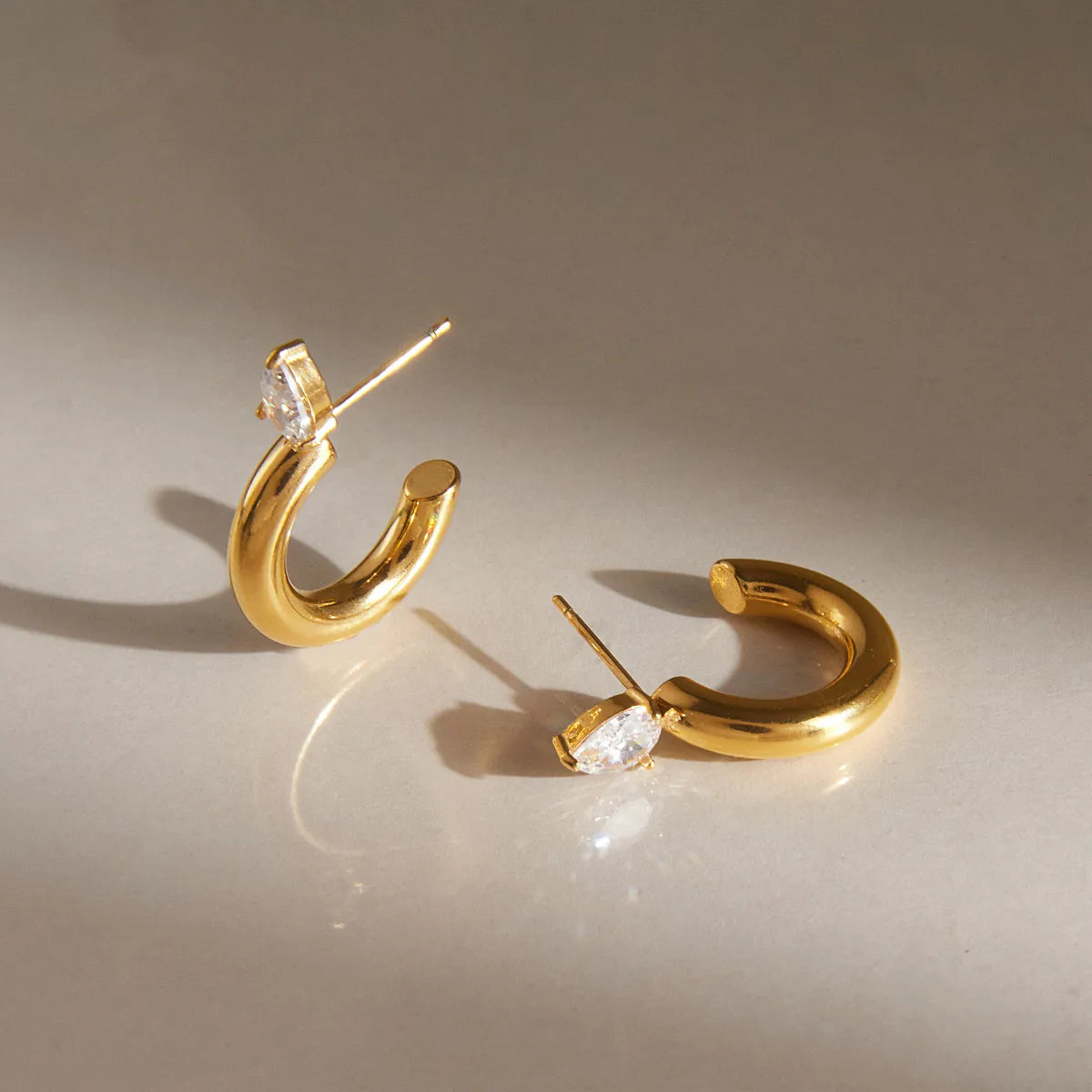 The Aurelia Pear-Cut Crystal & Chunky C-Hoop Earrings