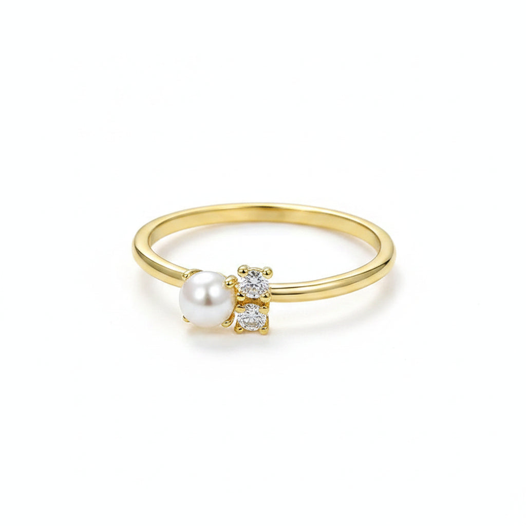 The Lumina Delicate Pearl Solitaire Droplet Ring