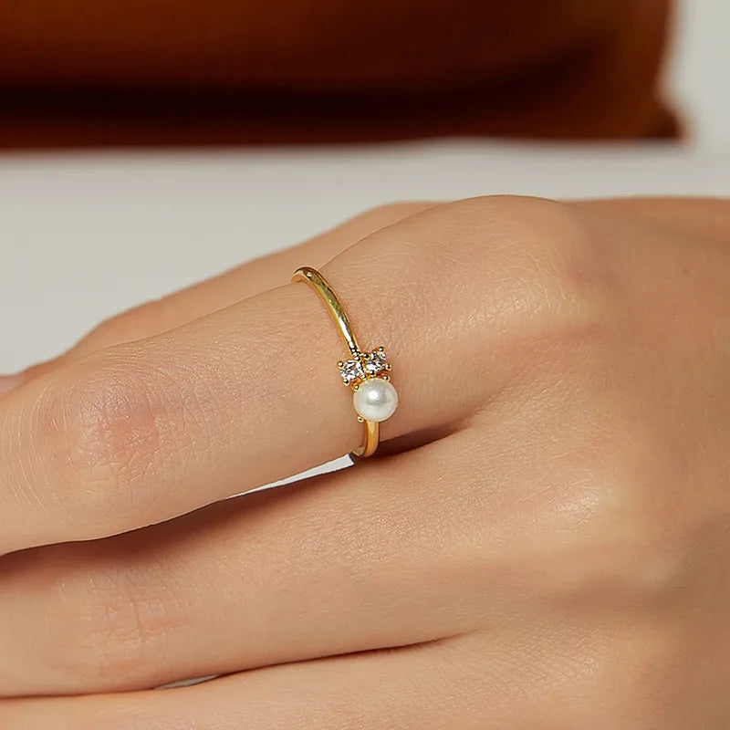 The Lumina Delicate Pearl Solitaire Droplet Ring