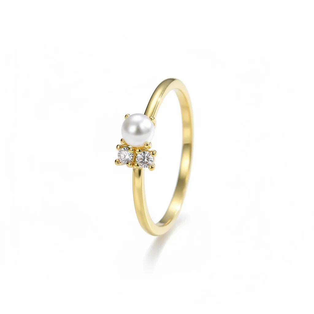 The Lumina Delicate Pearl Solitaire Droplet Ring