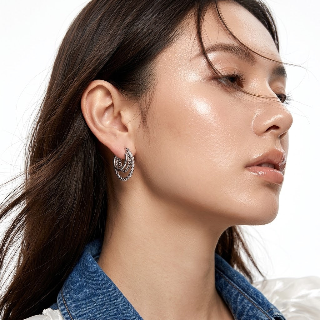 The Amara Waterproof 18K Gold Multi-Layer Twisted Rope Hoops