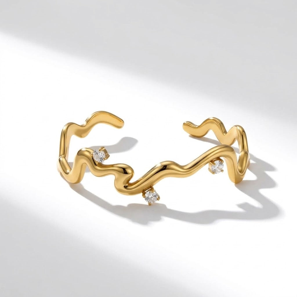 The Riviera Abstract Undulating PVD Coated Statement Band