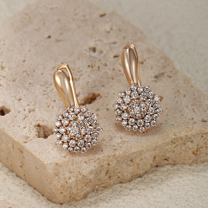 Lyra Floral Cluster Drop Earrings - 18K Gold Plated Luxury