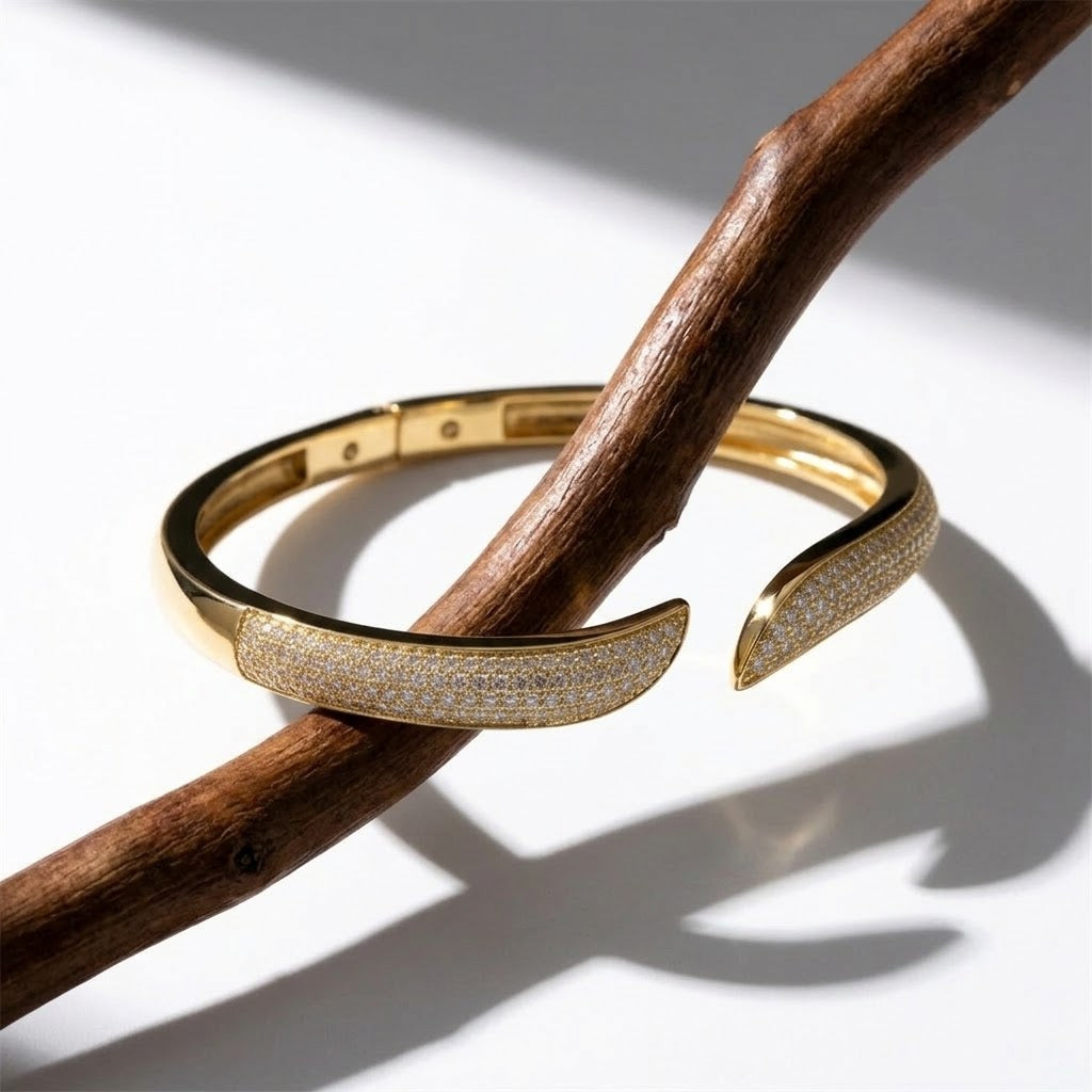 The Aurelia Pavé Zircon Tapered Crossover Bangle