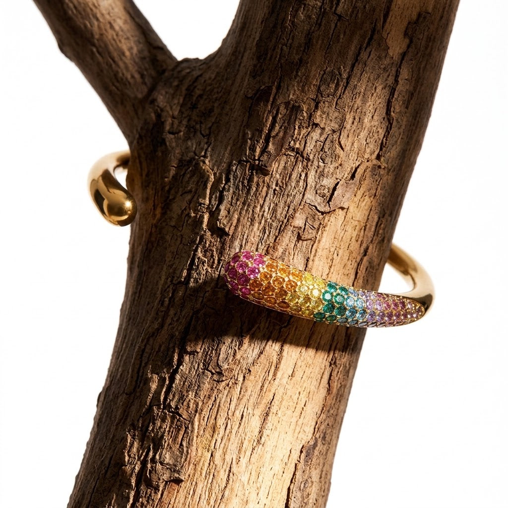 The Chroma Life-Proof PVD Gold Vibrant Geometric Cuff