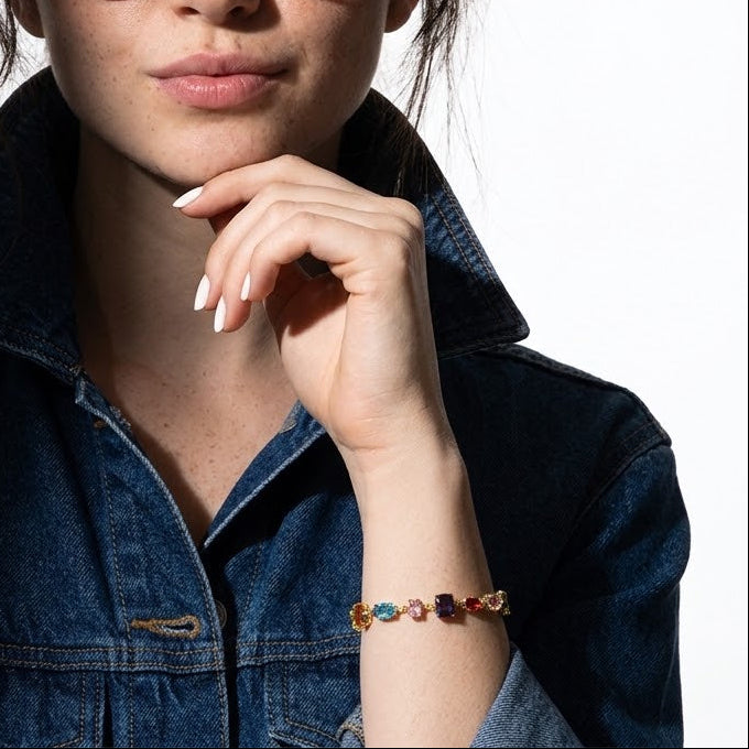 The Solis Geometric Crystal Drop Bracelet