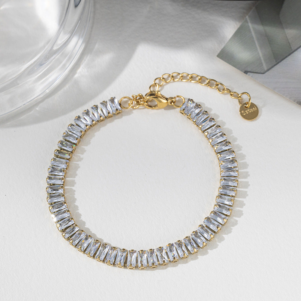 Elegant Geometric Crystal Paved Bracelet"