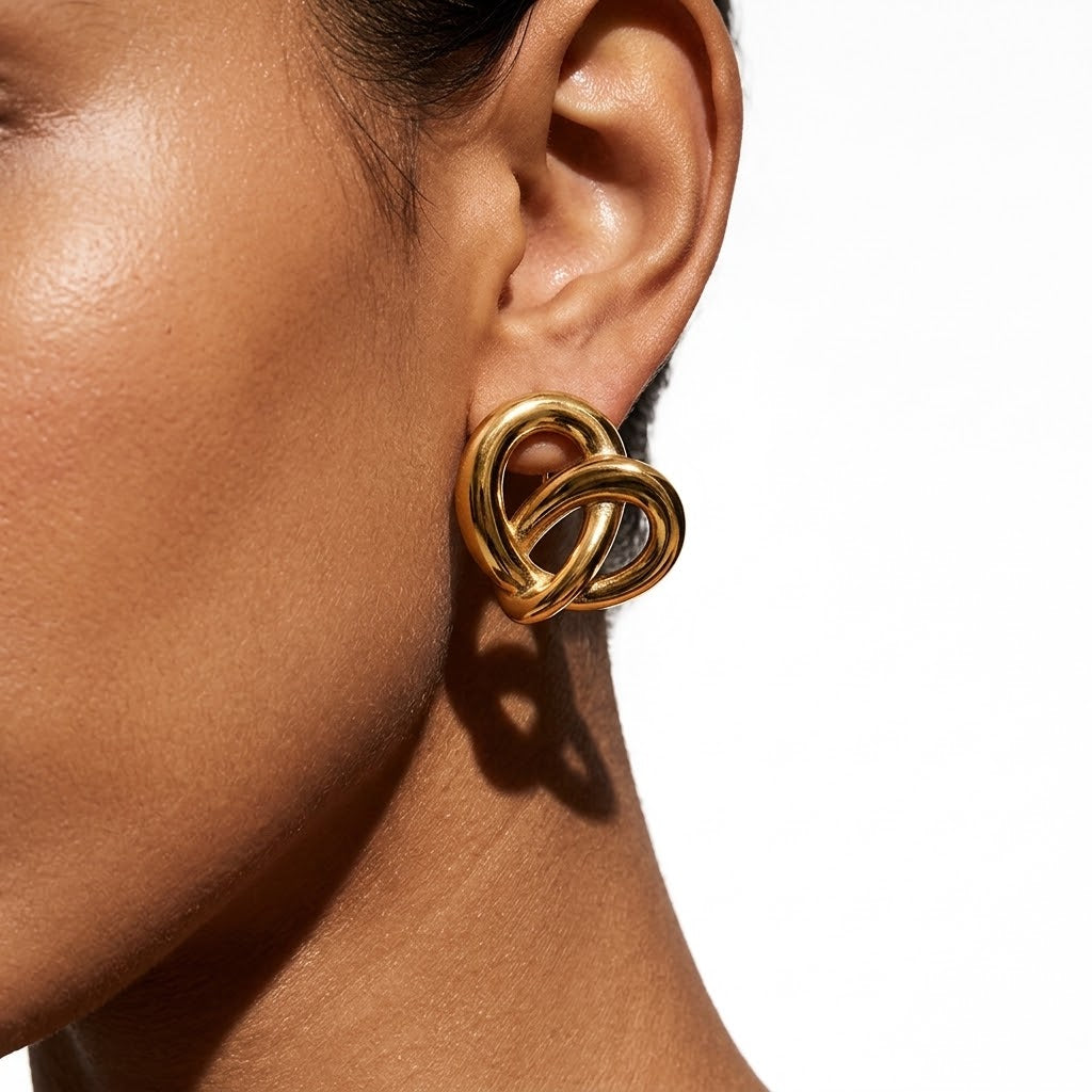 Stainless Steel Bold Twisted Geometric Earrings