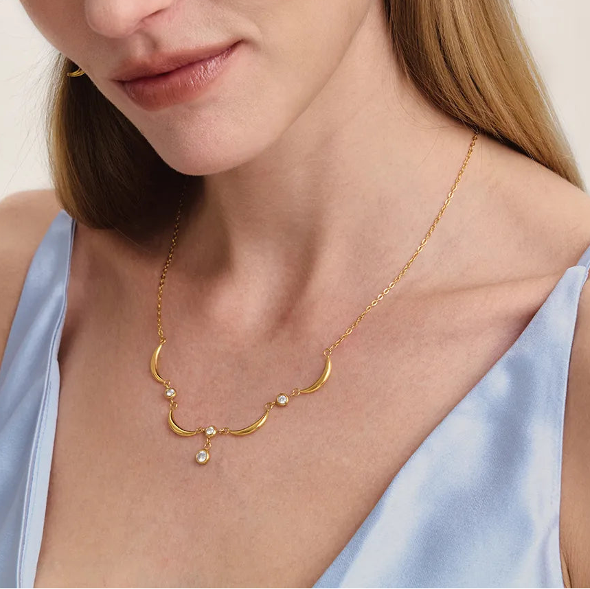 The Selena Waterproof 18K Gold Crescent Moon Choker