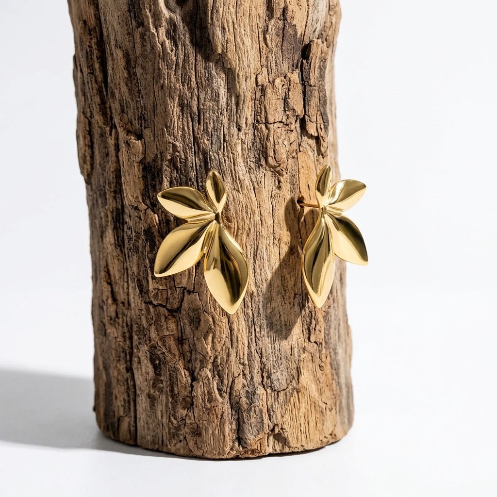 The Amandine Pearlescent Leaf Statement Studs