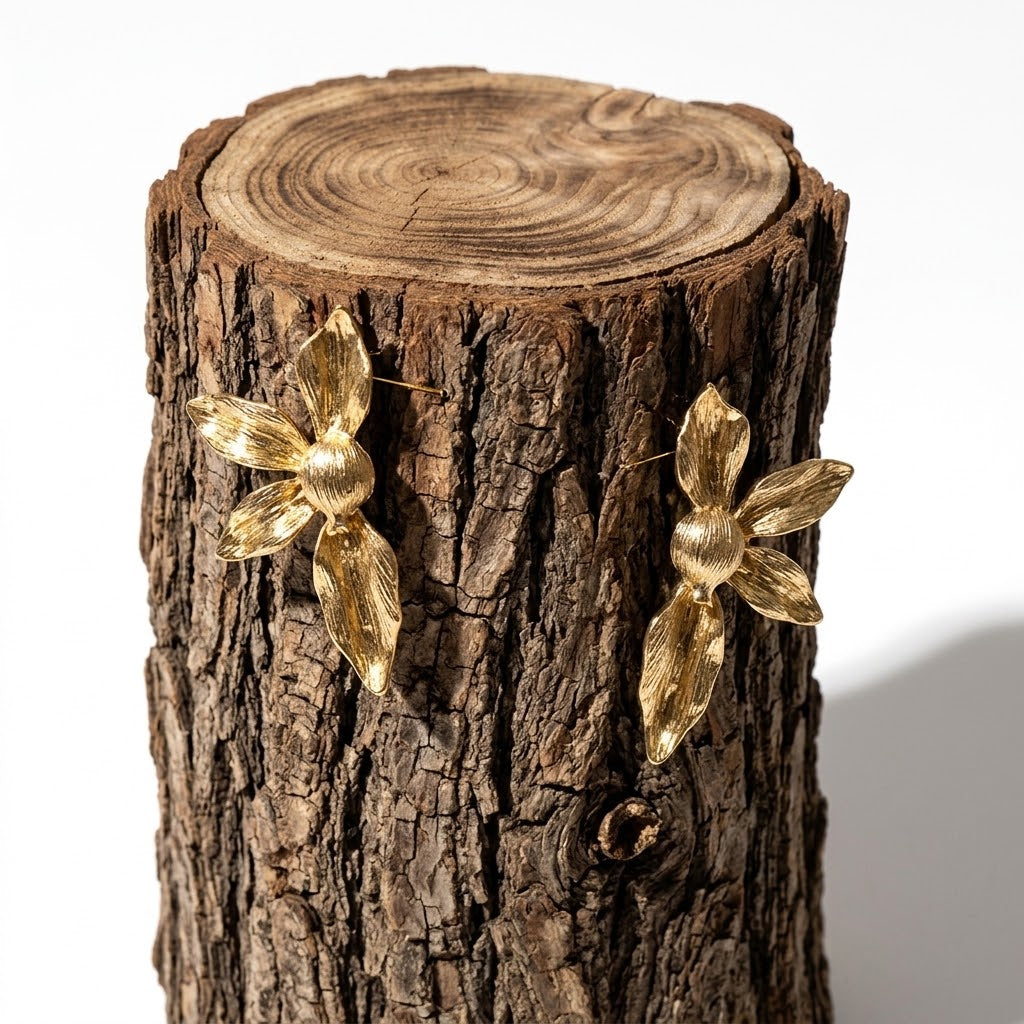 Chunky Abstract Three-Dimensional Flower Drop Earrings