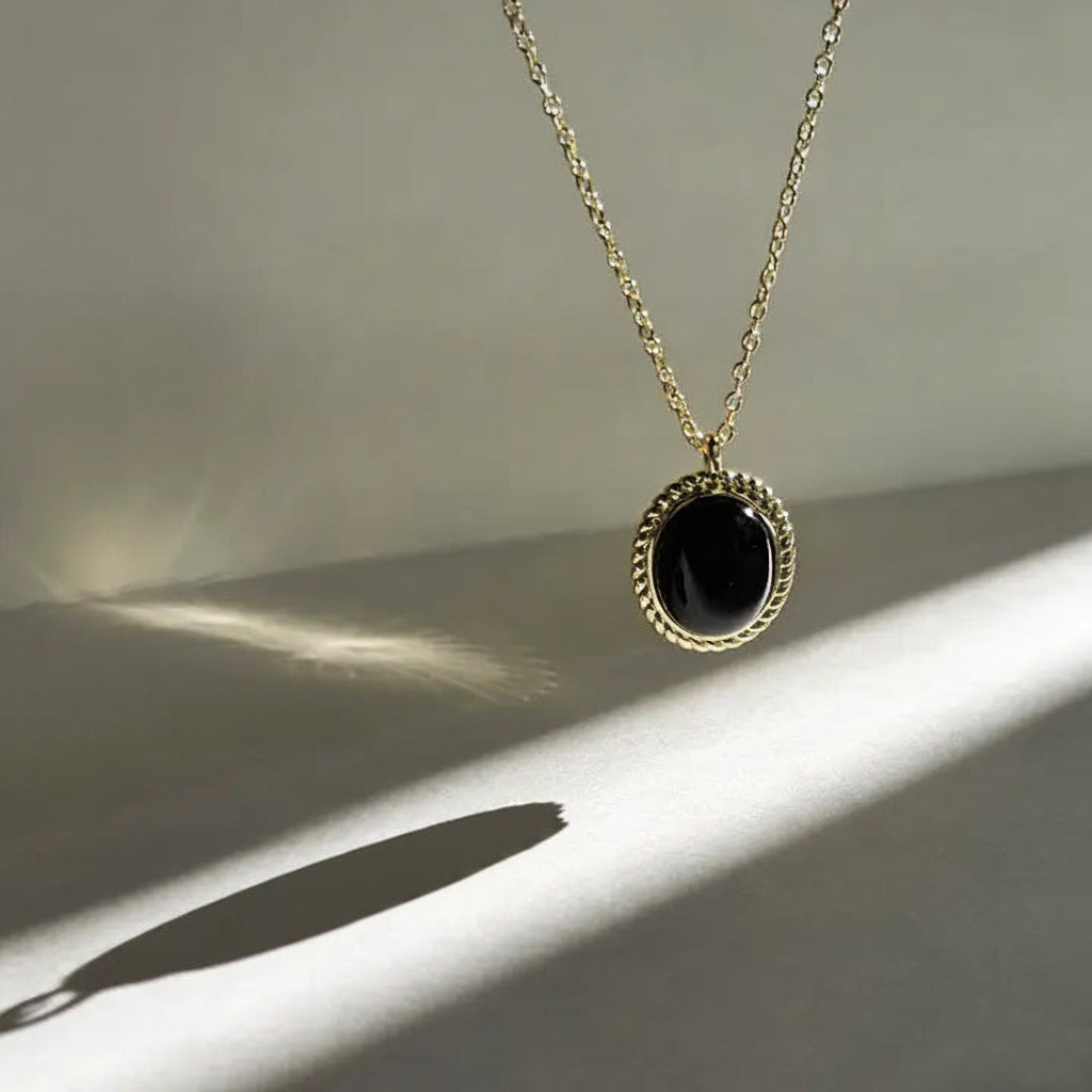 Onyx Oval Pendant Necklace
