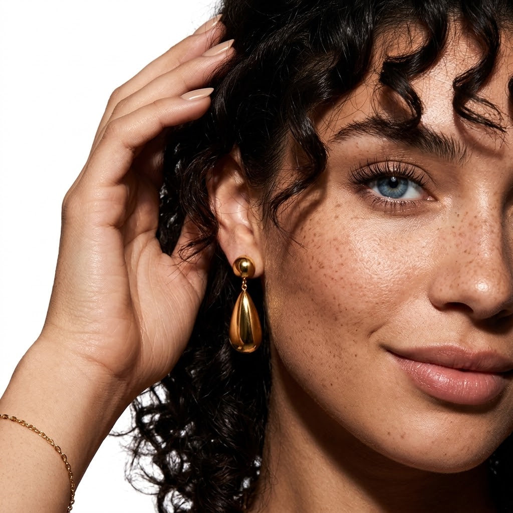 Hollow Water Droplet Drop Earrings