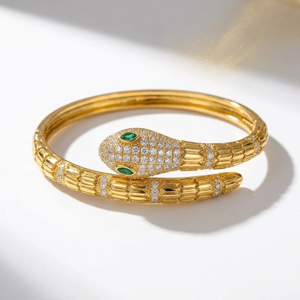 The Cleo Pave Zircon Serpent Bypass Bangle