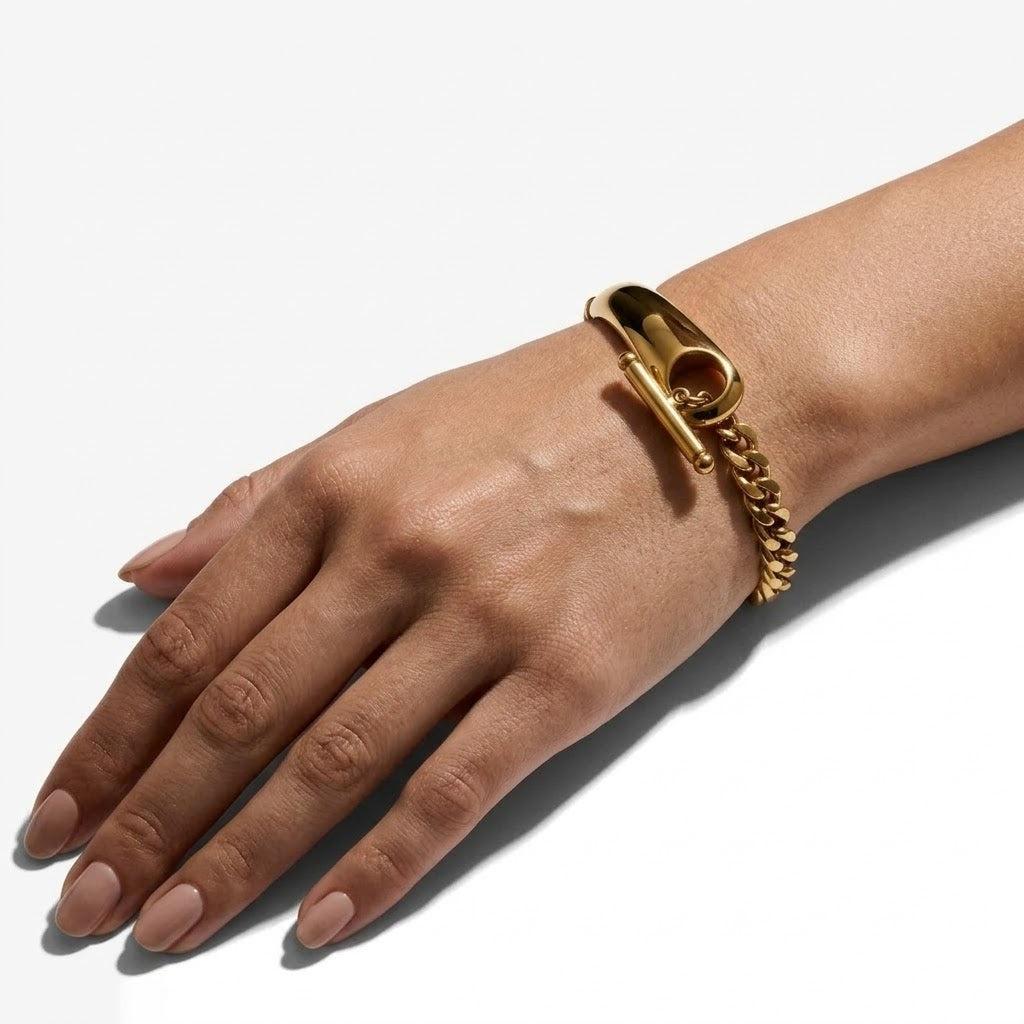 The Horizon Stainless Steel Sculptural OT Clasp Statement Chain