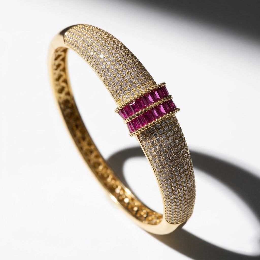Geneva Baguette Crystal Accent Heavy Statement Cuff
