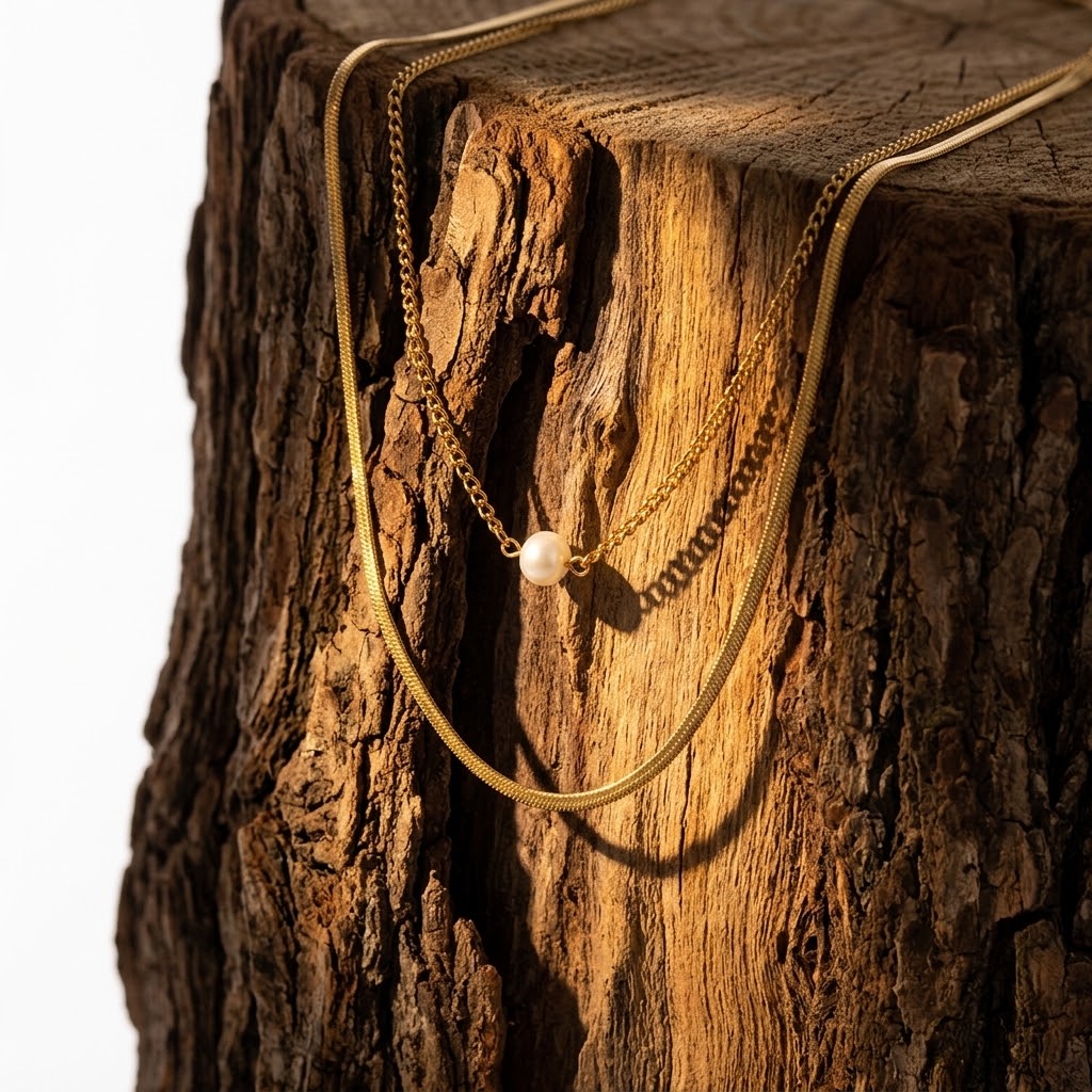 The Pearl Aurelia PVD Gold Layered Minimalist Chain Necklace