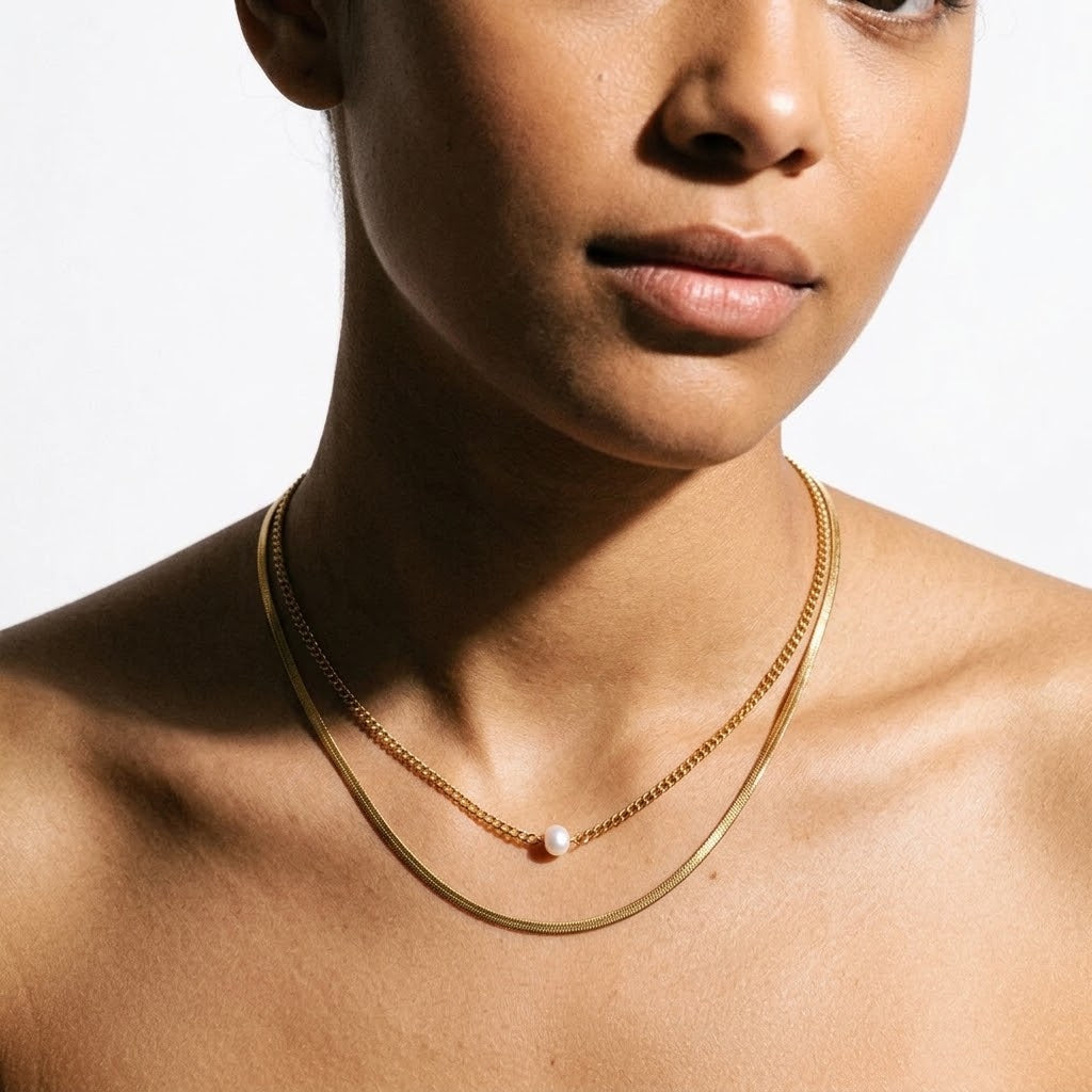 The Pearl Aurelia PVD Gold Layered Minimalist Chain Necklace