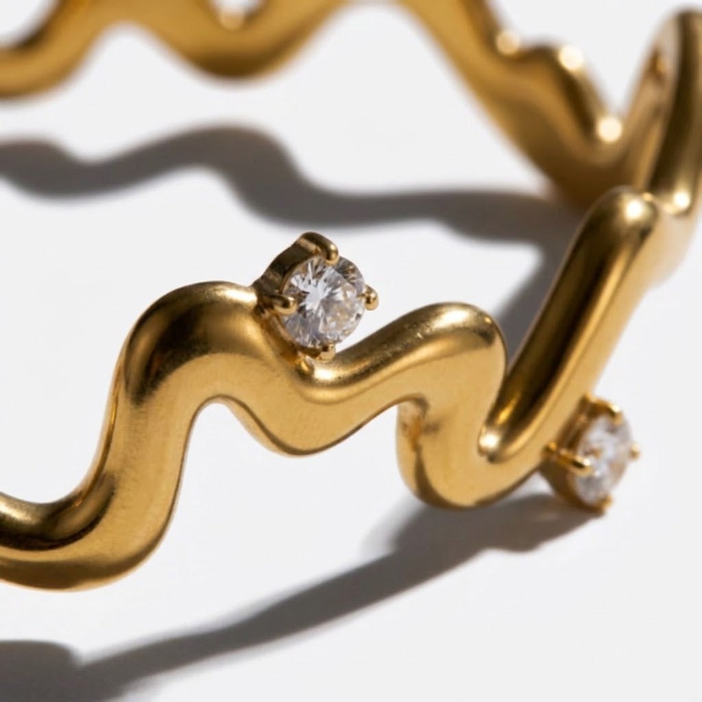 The Riviera Abstract Undulating PVD Coated Statement Band