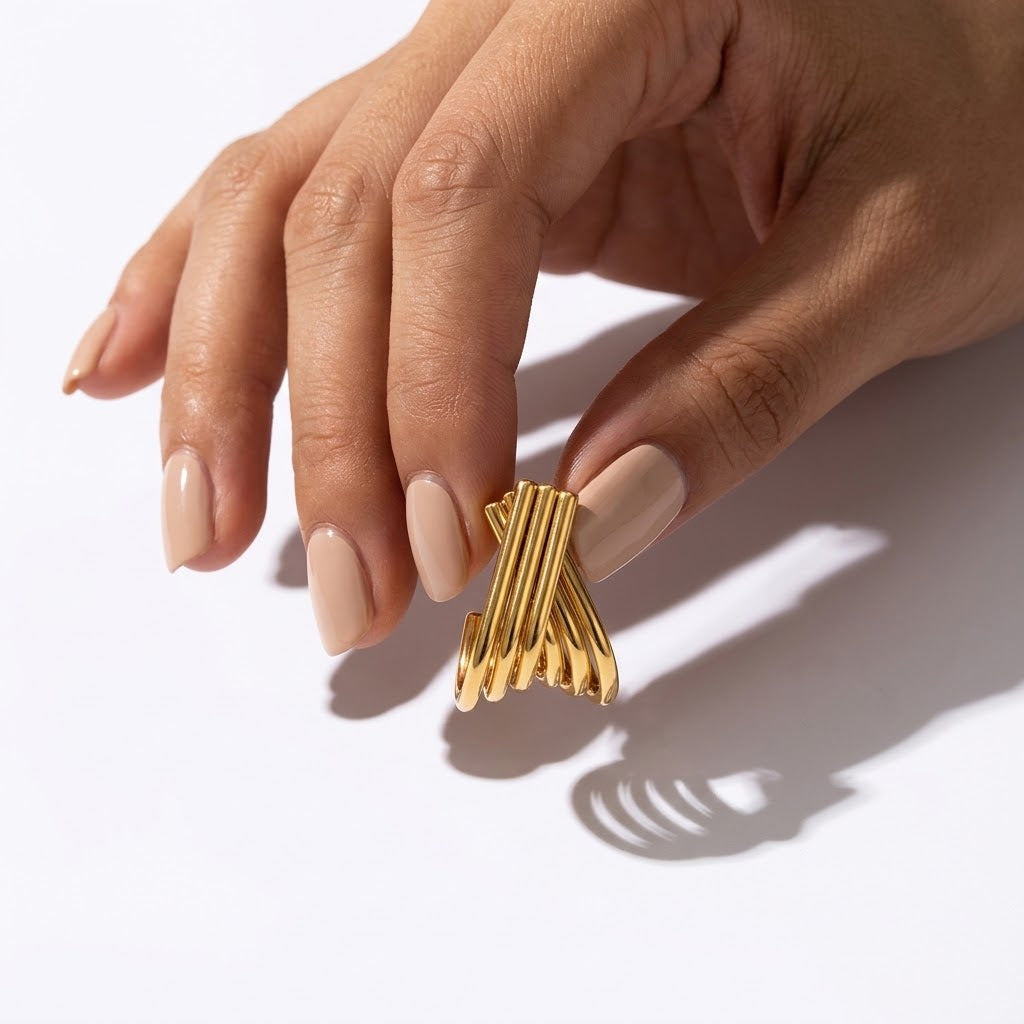 The Celine 18K Gold PVD Coated Chunky Sculptural Earrings