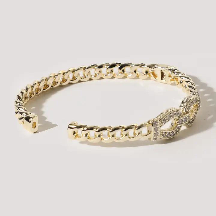 Cz Link Chain Gold Plated Bangle Bracelet