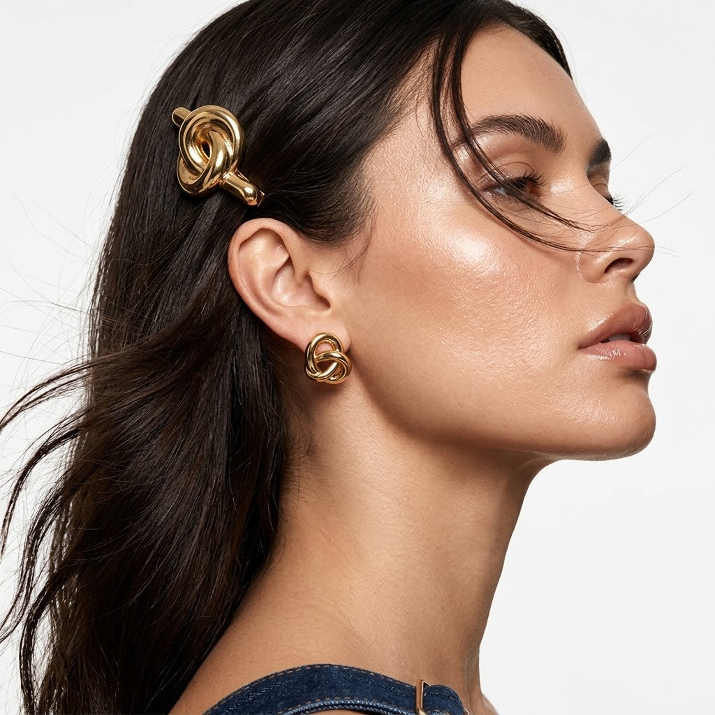 Tarnish-Free Stainless Steel Bold Twisted Geometric Earrings