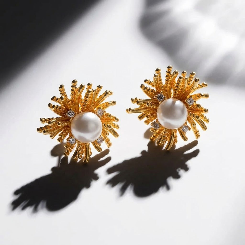 The Aurelia Baroque Pearl Sunburst Studs