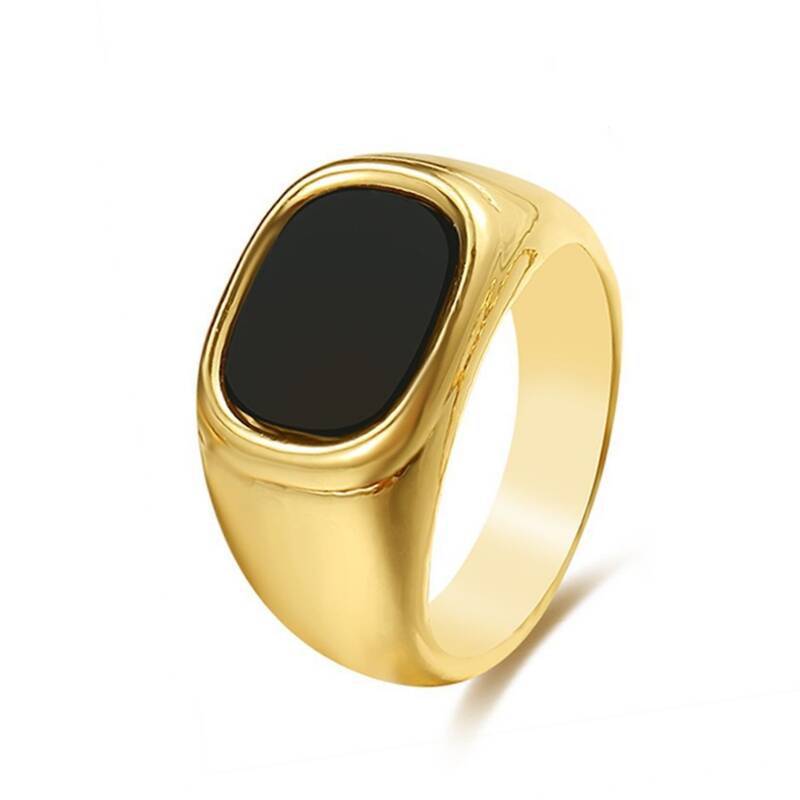 Atlas Onyx Statement Ring - Minimalist Titanium Steel
