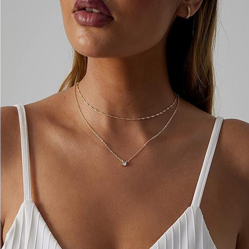 Minimalist 14K Gold Solitaire Necklace