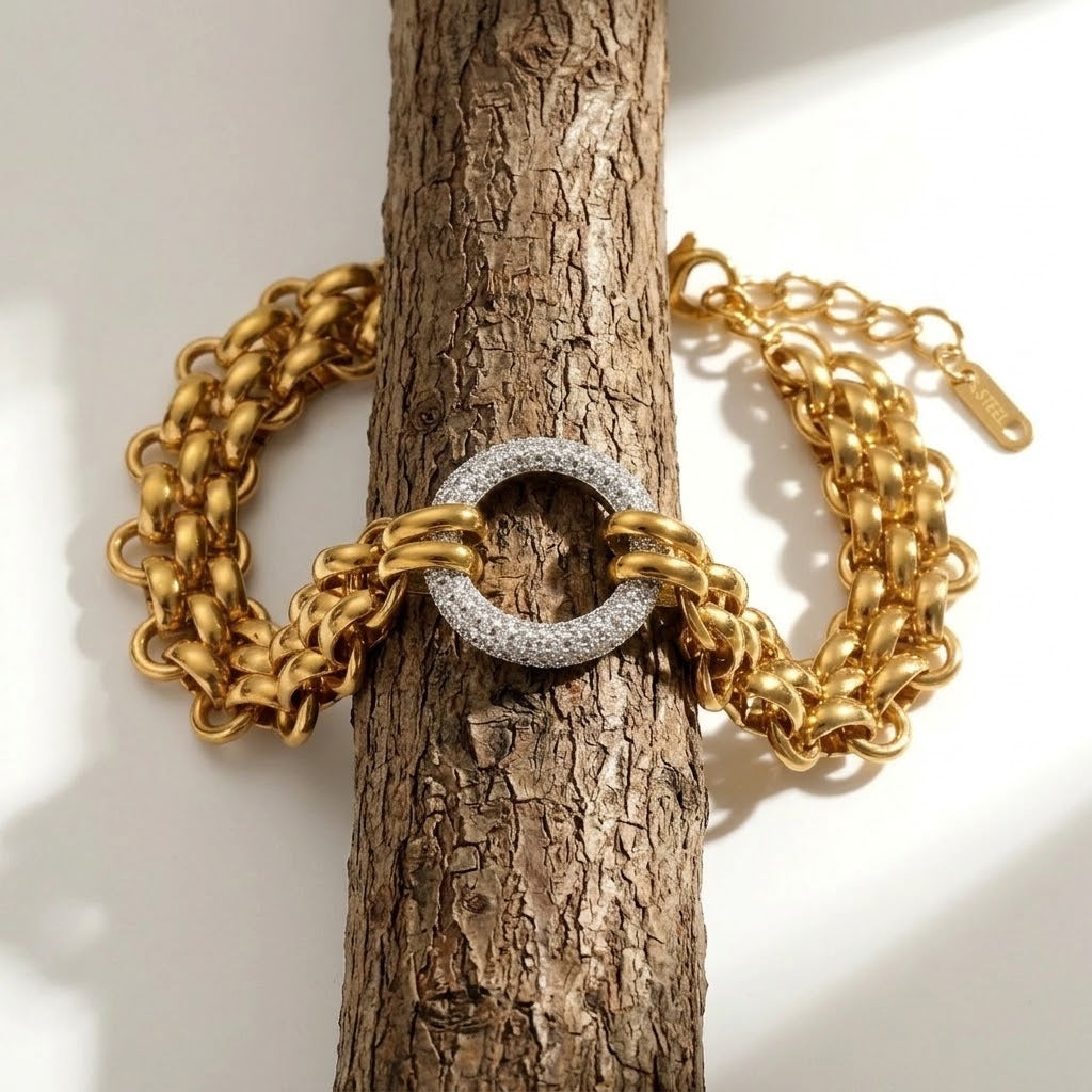 The Cleo Oval Link Statement Bracelet | 18K Gold PVD