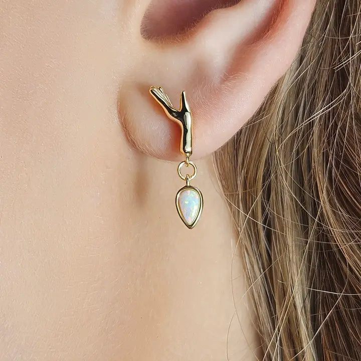 Opal Charm Hand Earrings
