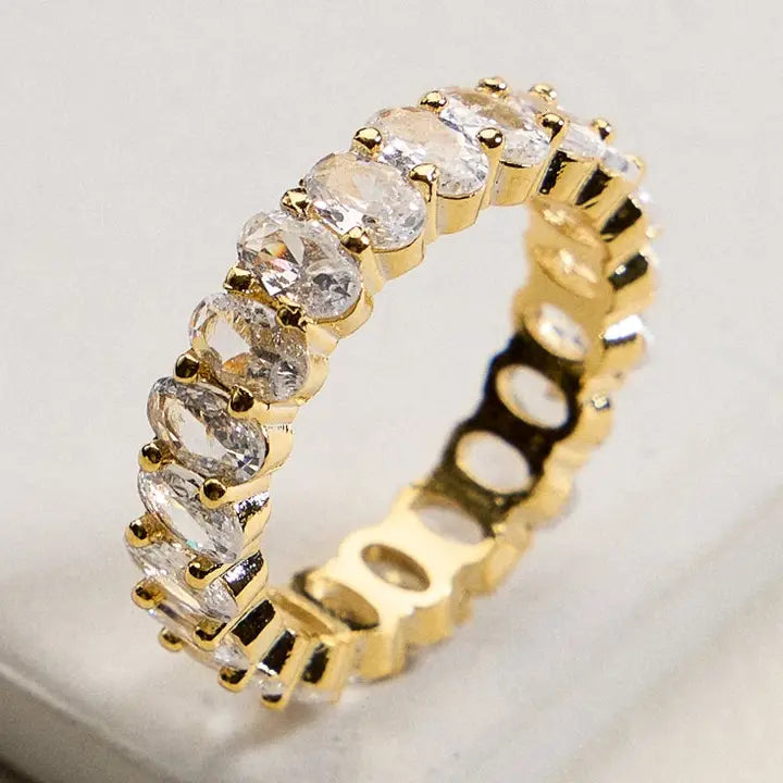 18K Gold Filled Oval Cz Eternity Band – Full Eternity Statement Ring
