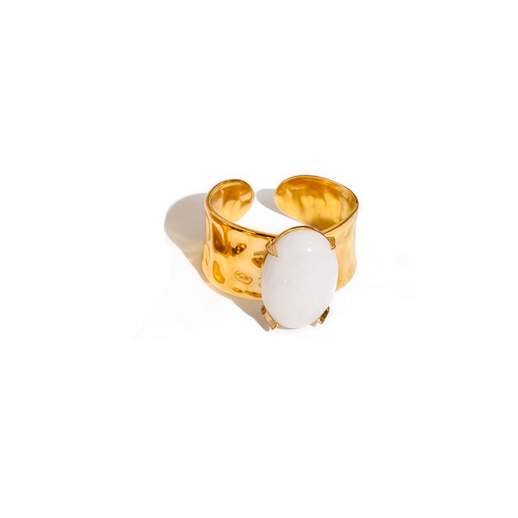 Gaia Geometric 18K Gold Plated Ring with Natural Stone