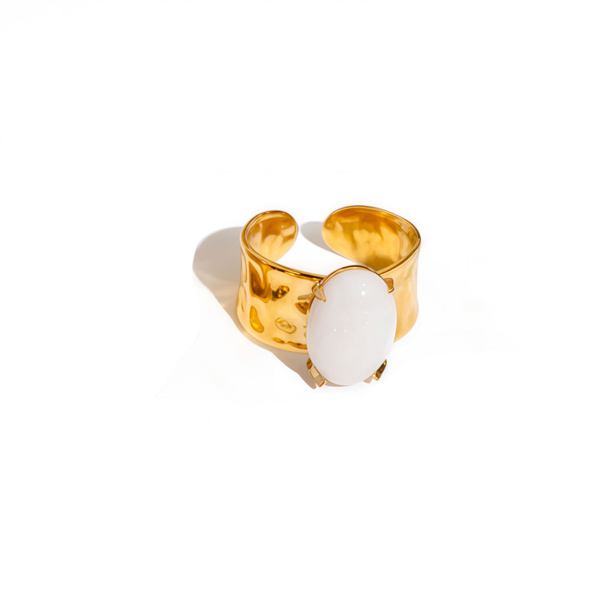 Gaia Geometric 18K Gold Plated Ring with Natural Stone