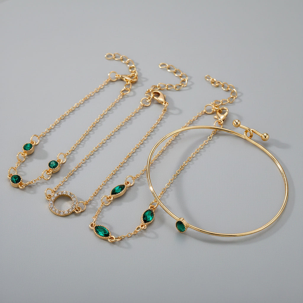 The Emerald Isle Four-Piece Bracelet Stack