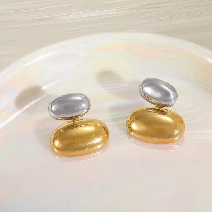 Minimalist Geometric Double-Drop Ear Studs – Premium 304 Stainless Steel