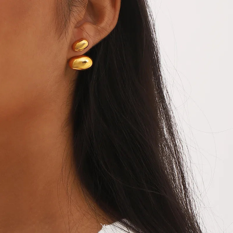 Minimalist Geometric Double-Drop Ear Studs – Premium 304 Stainless Steel