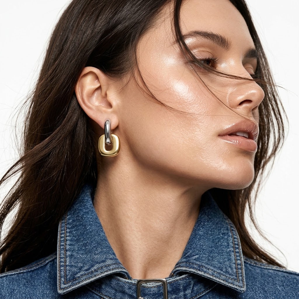 The Soren 18K Gold PVD Coated Sculptural Chain Link Studs