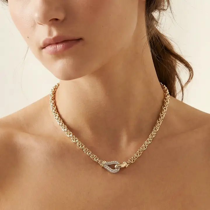 Cz Pave Byzantine Chain Necklace