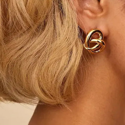Tarnish-Free Stainless Steel Bold Twisted Geometric Earrings