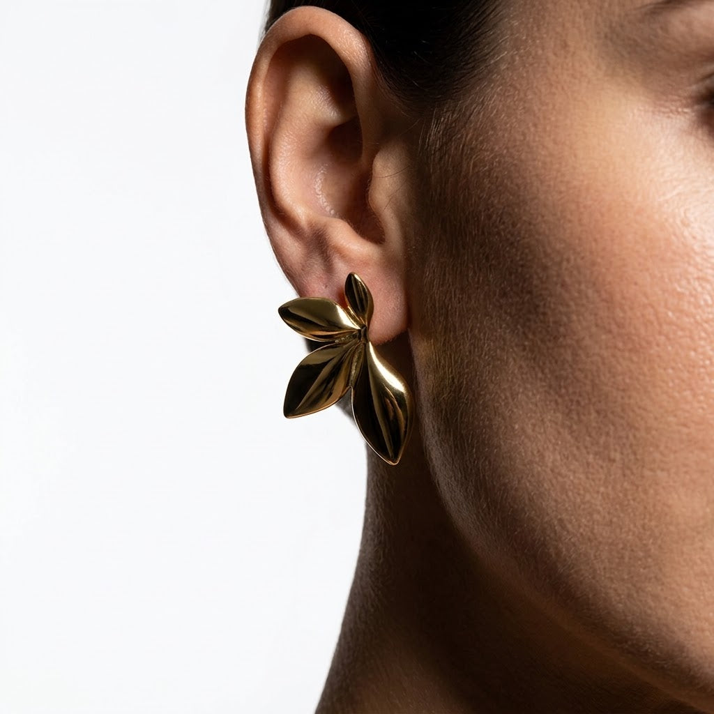 The Amandine Pearlescent Leaf Statement Studs